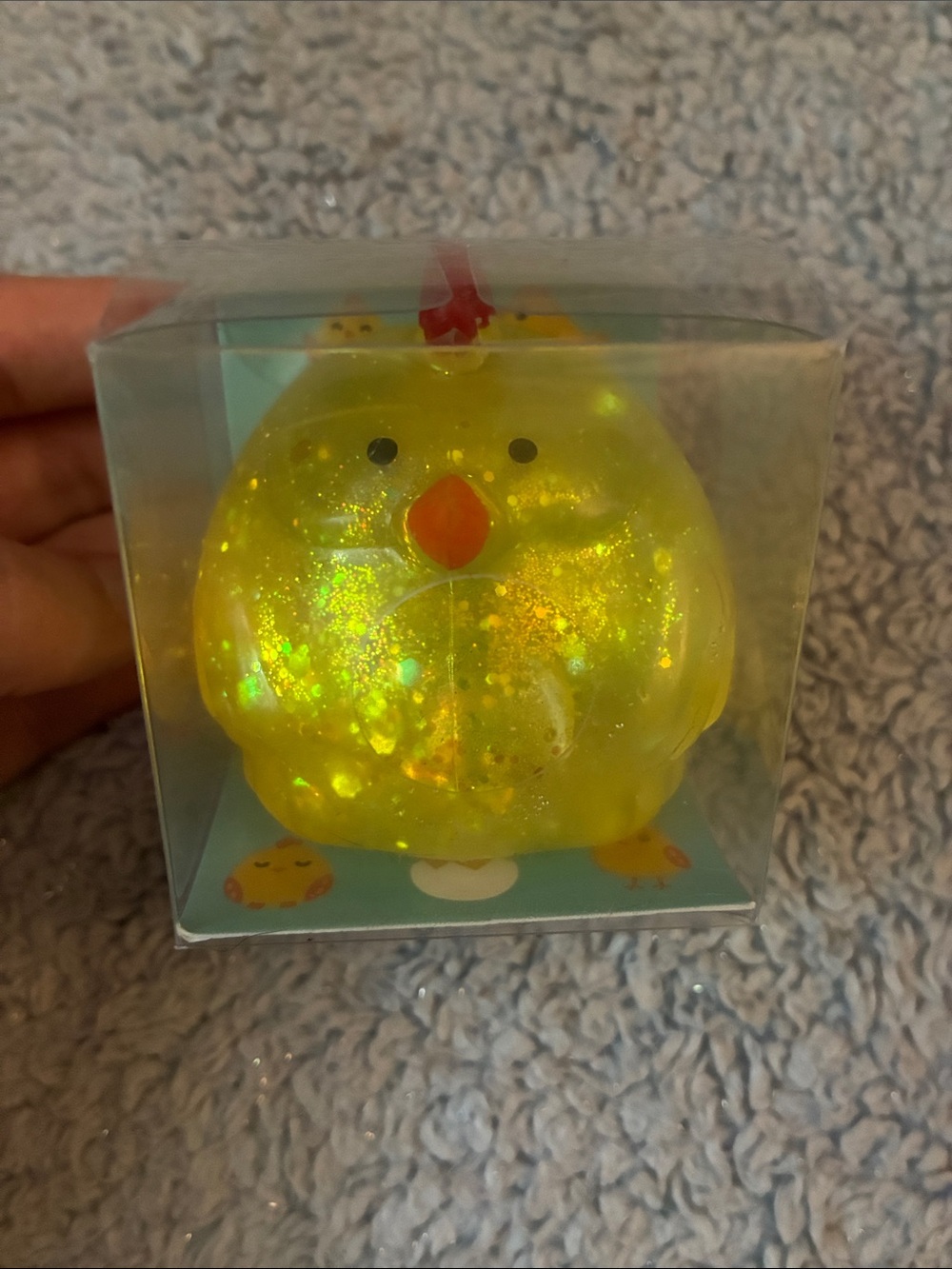 Yellow Glitter Chick Squishy Toy